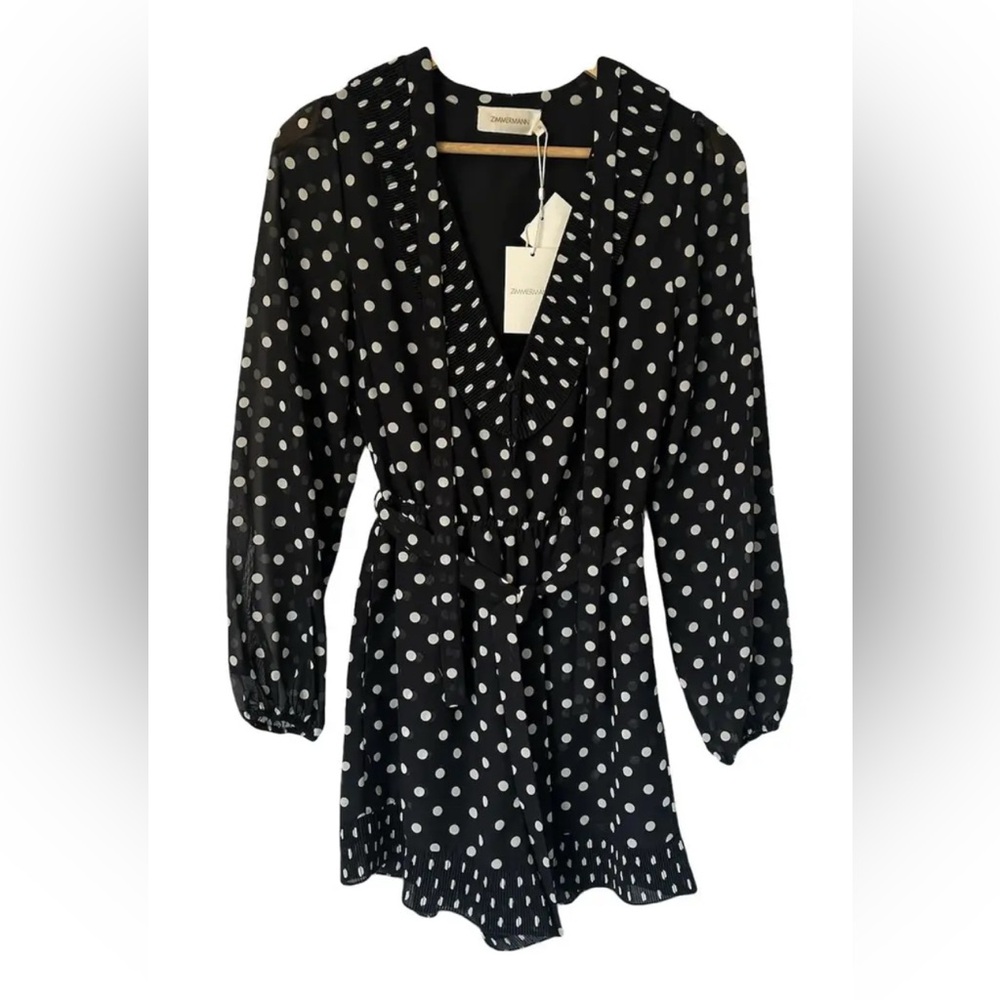 Zimmermann Black and White Polka Dot Romper Playsuit